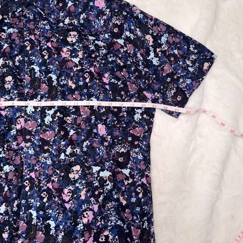 Banana Republic Floral Button Down Shirt Men Purple Blue Cotton Size Large